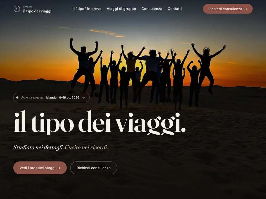 Page d'accueil du site Il Tipo Dei Viaggi